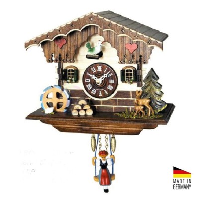 Orologio Cucù baita al quarzo in legno colorato 16 cm - Made in Germany KK30189