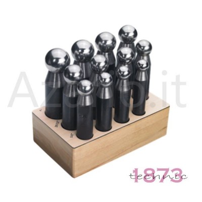 Imbottitori acciaio 12 pz da 3.5 a 13.5 mm base legno Dapping Punch Set orafo AG0596