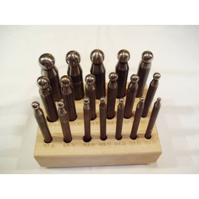 Imbottitori acciaio 18 pz da 2,3 a 14,5 mm imbottitoi base legno orafo Doming punch AG0597