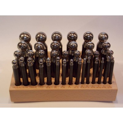 Imbottitori acciaio 36 pz da 3.5 a 25.3 mm imbottitoi base legno orafo Doming punch AG0599