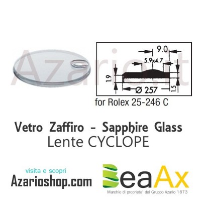 Vetro Zaffiro Rolex Cyclope 25.246C con lente guarnizione inclusa - Swiss Made RX.25.246C