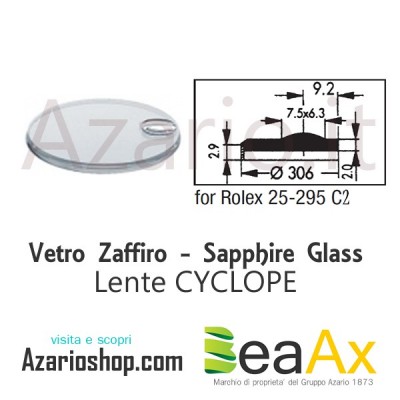 Vetro Zaffiro Rolex Cyclope 25.295C2 con lente guarnizione inclusa - Swiss Made RX.25.295C2