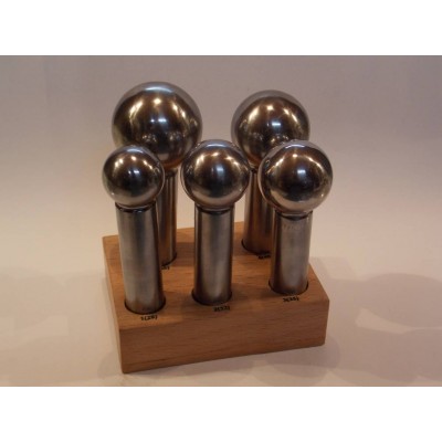 Imbottitori acciaio lucido sferici base legno 5 pezzi misure XL Dapping Punch Se AG0610