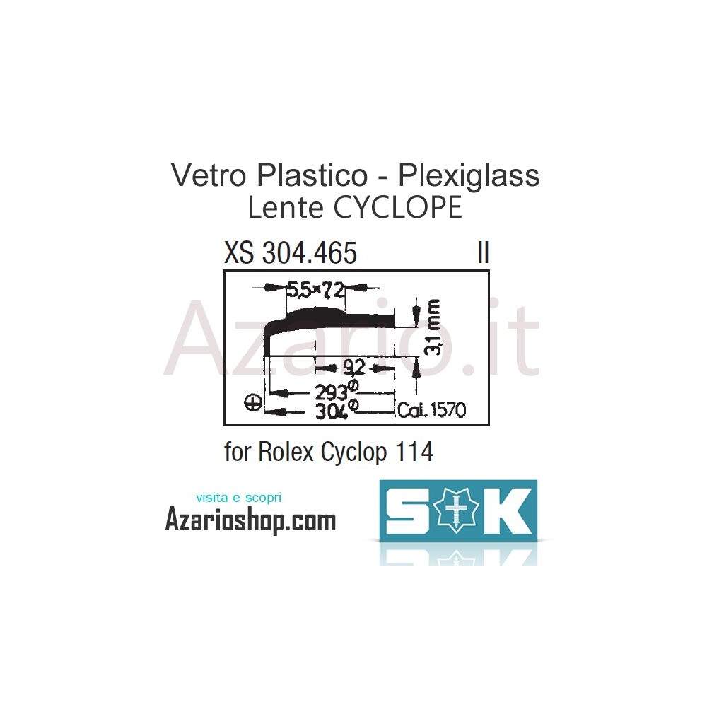 Vetro Cyclope 114 Rolex Day Date cal 1570 plastica plexi Sternkreuz RX Germany RX-CYCLOPE-114-1570-SK