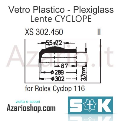 Vetro Cyclope 116 plastica Rolex GMT Master Sternkreuz Germany watch crystal RX-CYCLOPE-116-SK